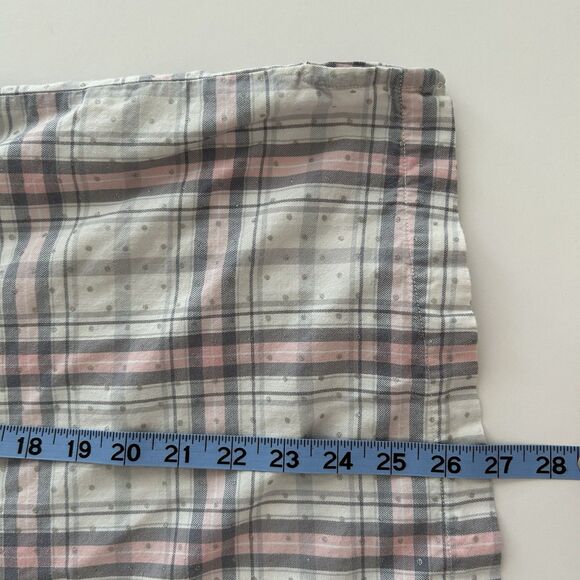 Victorias Secret Pajama Top Flannel Shirt Size L Gray Pink Plaid White Monogram - Picture 10 of 12